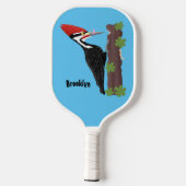 Cue grappige illustratie van de cartoon van pileaa pickleball paddle (Achterkant)