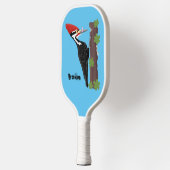 Cue grappige illustratie van de cartoon van pileaa pickleball paddle (Links)