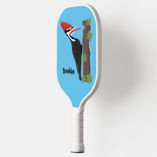 Cue grappige illustratie van de cartoon van pileaa pickleball paddle (Links)