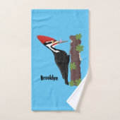Cue grappige Pileated specht cartoon illustratie Bad Handdoek (Handdoek)