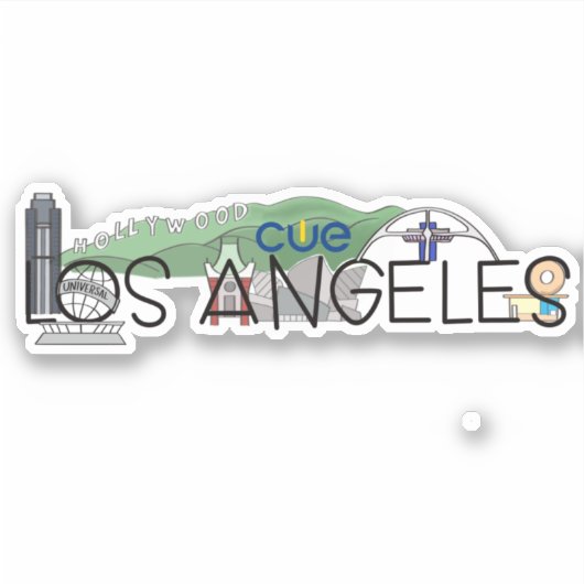 CUE Los Angeles Custom-Cut Vinyl Sticker (Voorkant)