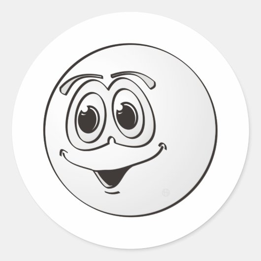 Cue Pool Ball Cartoon Ronde Sticker (Voorkant)