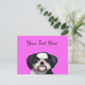 Cue Shih Tu Dog Design, schattig puppy afbeelding Briefkaart (Staand voorkant)