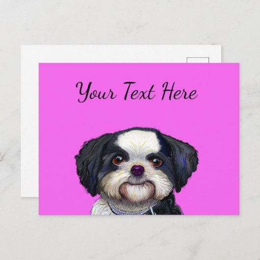 Cue Shih Tu Dog Design, schattig puppy afbeelding Briefkaart (Voorkant / Achterkant)