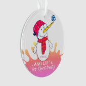 Cue Snowman Pink Baby's eerste Kerstmis Ornament (voorkant)