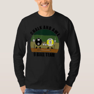 Cue Sporten Pool Biljart Team Chalk And Awe 9 Bal T-shirt