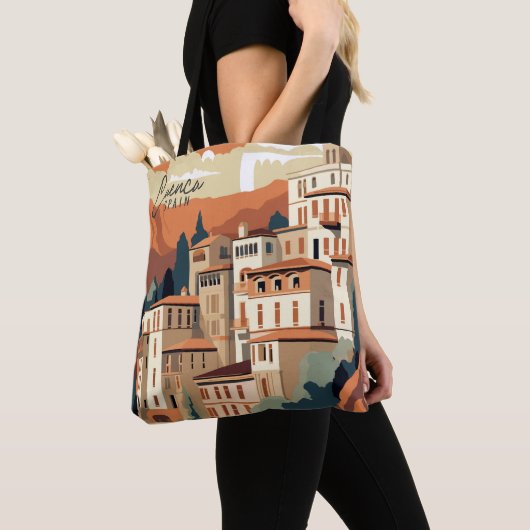 Cuenca Spanje  kunst reisillustratie Tote Bag (Dichtbij)