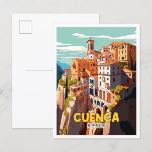 Cuenca Spanje vintage reisillustratie Briefkaart