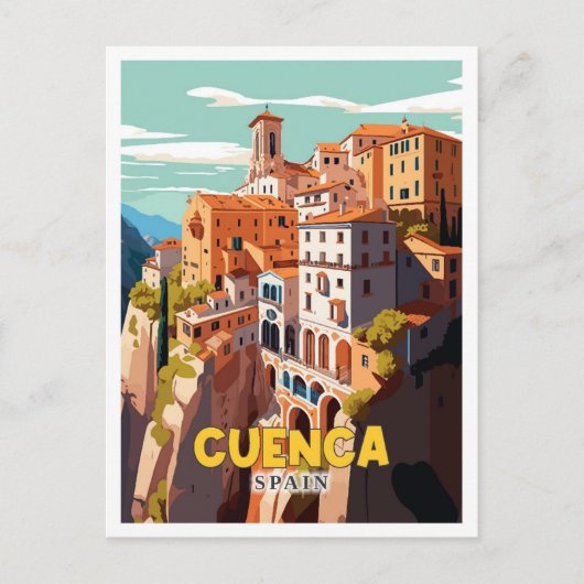 Cuenca Spanje vintage reisillustratie Briefkaart (Voorkant)