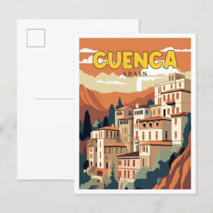 Cuenca Spanje vintage reisillustratie Briefkaart