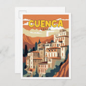 Cuenca Spanje vintage reisillustratie Briefkaart (Voorkant / Achterkant)