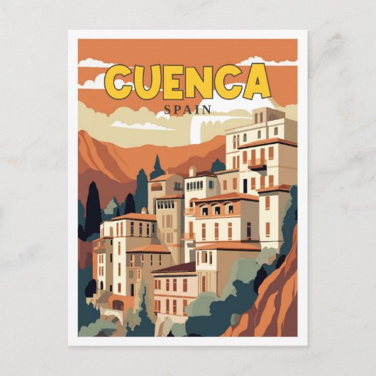 Cuenca Spanje vintage reisillustratie Briefkaart (Voorkant)