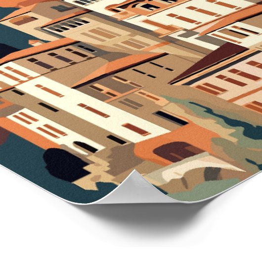 Cuenca Spanje vintage reisillustratie Poster (Hoek)