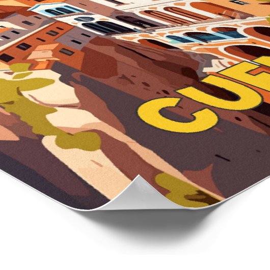 Cuenca Spanje vintage reisillustratie Poster (Hoek)