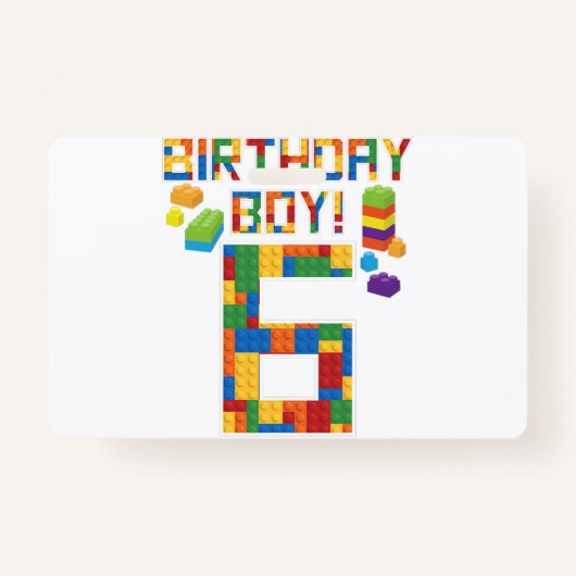 Cuene 6th Birthday Gift 6 Years Old Block Building Badge (Voorkant)