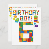 Cuene 6th Birthday Gift 6 Years Old Block Building Kaart (Voorkant / Achterkant)