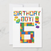 Cuene 6th Birthday Gift 6 Years Old Block Building Kaart (Achterkant)