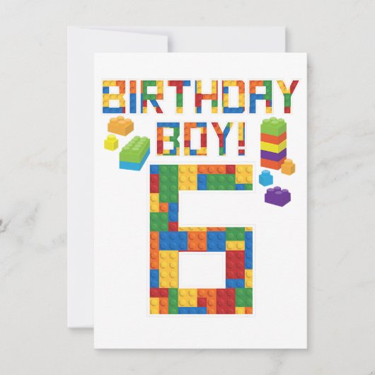 Cuene 6th Birthday Gift 6 Years Old Block Building Kaart (Voorkant)