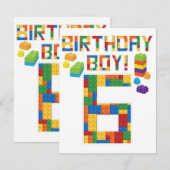 Cuene 6th Birthday Gift 6 Years Old Block Building RSVP Kaartje (Voorkant / Achterkant)