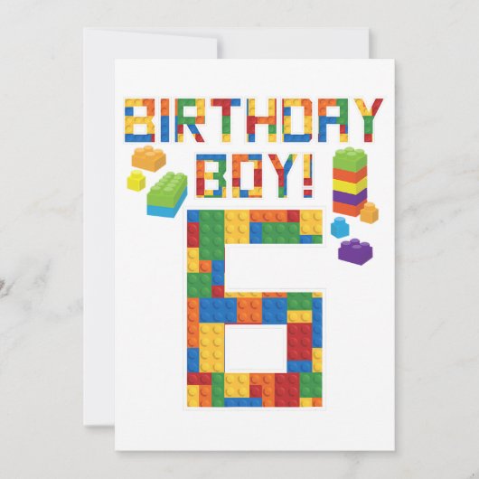 Cuene 6th Birthday Gift 6 Years Old Block Building Save The Date (Voorkant)