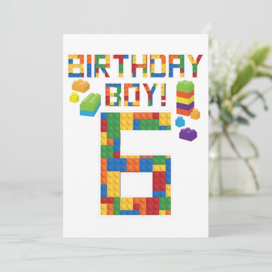 Cuene 6th Birthday Gift 6 Years Old Block Building Save The Date (Staand voorkant)