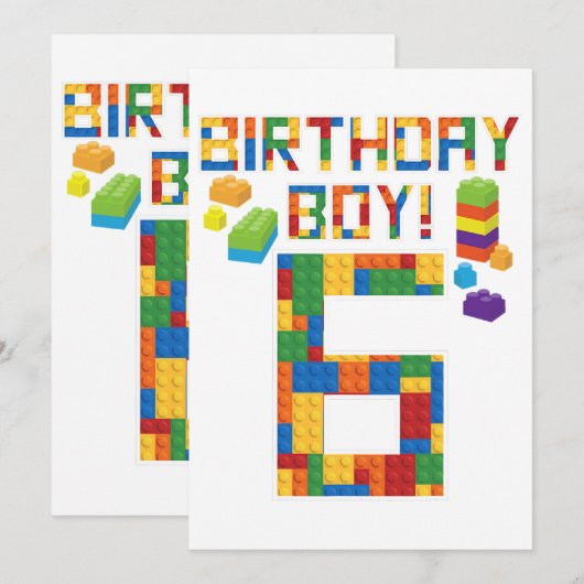 Cuene 6th Birthday Gift 6 Years Old Block Building Save The Date (Voorkant / Achterkant)