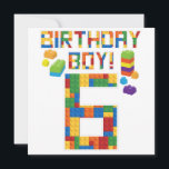Cuene 6th Birthday Gift 6 Years Old Block Building Save The Date<br><div class="desc">Cute 6th Birthday Gift 6 Years Old Block Building Boys Kinder T-Shirt</div>