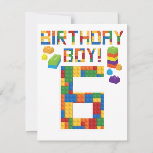 Cuene 6th Birthday Gift 6 Years Old Block Building Save The Date (Voorkant)