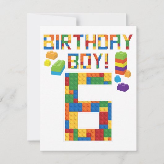 Cuene 6th Birthday Gift 6 Years Old Block Building Save The Date (Achterkant)