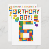 Cuene 6th Birthday Gift 6 Years Old Block Building Save The Date (Voorkant / Achterkant)
