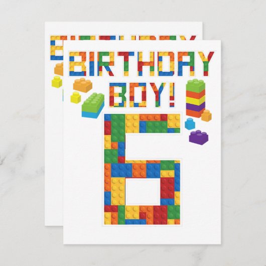 Cuene 6th Birthday Gift 6 Years Old Block Building Save The Date (Voorkant / Achterkant)