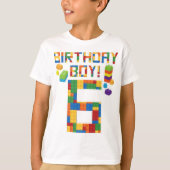 Cuene 6th Birthday Gift 6 Years Old Block Building T-shirt (Voorkant)