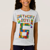 Cuene 6th Birthday Gift 6 Years Old Block Building T-shirt (Voorkant)