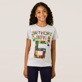 Cuene 6th Birthday Gift 6 Years Old Block Building T-shirt (Voorkant volledig)