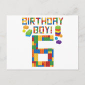 Cuene 6th Birthday Gift 6 Years Old Block Building Uitnodiging Briefkaart (Voorkant)