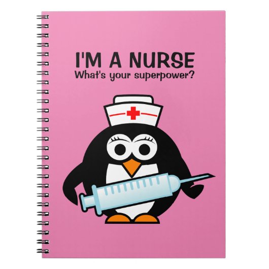 Cuene penguin nurse and funny quote spiral noteboo notitieboek (Voorkant)