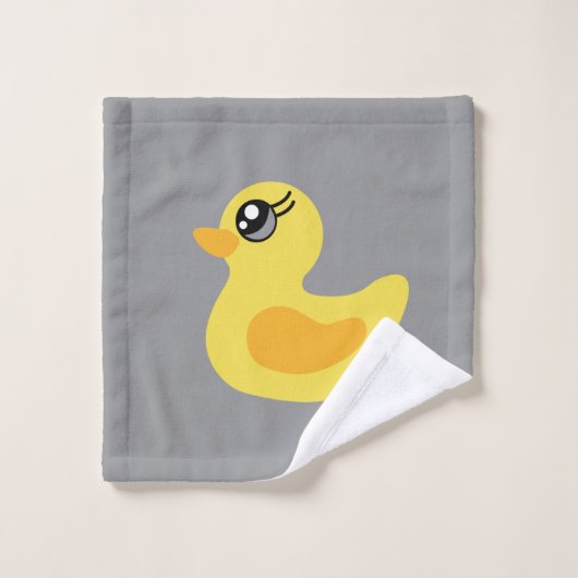 Cuene yellow ducks on grey stripes bad handdoek (Wasdoekje)