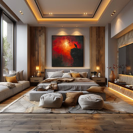 Cuervo Solitario: El Abrazo Ardiente del Atardecer Perfect Poster