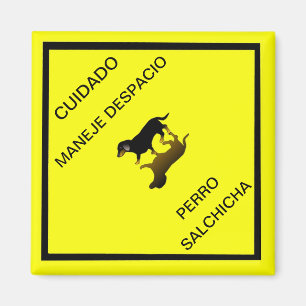Cuidado Sign - Dachshund Mexicaanse verkeersbord Magneet