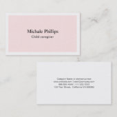 Cuidadora infantil profesional elegante rosa niños contactkaartje (Voorkant / Achterkant)