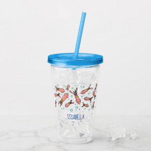 Cula funny pink squid cartoon pattern acryl drinkbeker