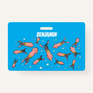 Cula funny pink squid cartoon pattern badge