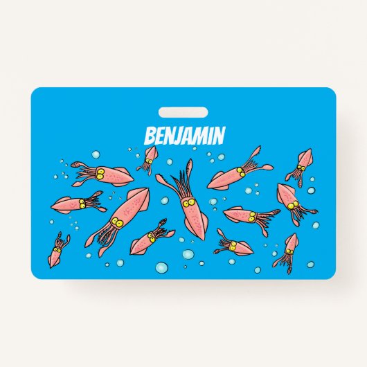 Cula funny pink squid cartoon pattern badge (Voorkant)