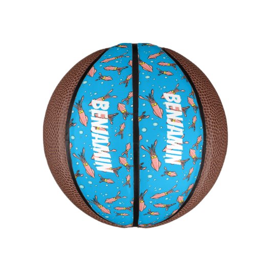 Cula funny pink squid cartoon pattern basketbal (Verticaal)