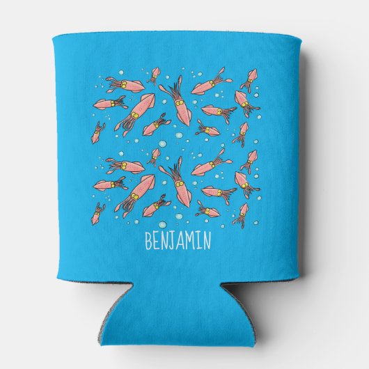 Cula funny pink squid cartoon pattern blikjeskoeler (Achterkant)