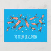 Cula funny pink squid cartoon pattern briefkaart (Voorkant)