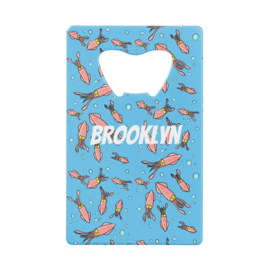 Cula funny pink squid cartoon pattern creditkaart flessenopener (Voorkant)