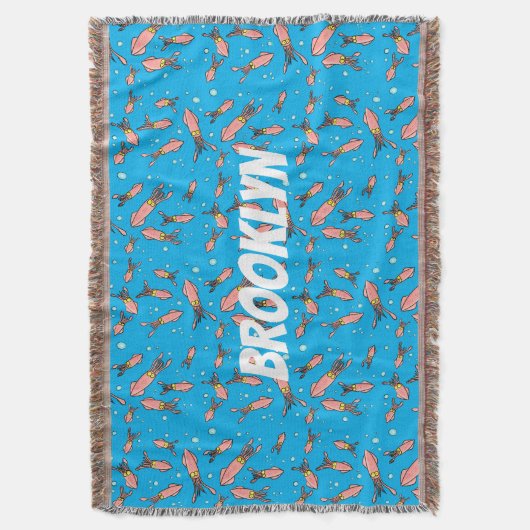 Cula funny pink squid cartoon pattern deken (Voorkant Verticaal)