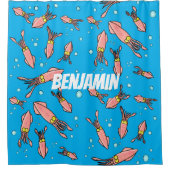 Cula funny pink squid cartoon pattern douchegordijn (Voorkant)