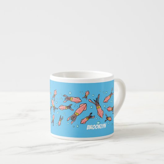 Cula funny pink squid cartoon pattern espresso kop (Voorkant rechts)